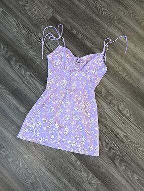 Zaful Lavender Floral Mini Summer Spring Dress Size Small